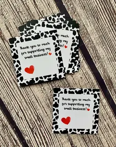 Cow print 3x3 thank you cards - set of 20