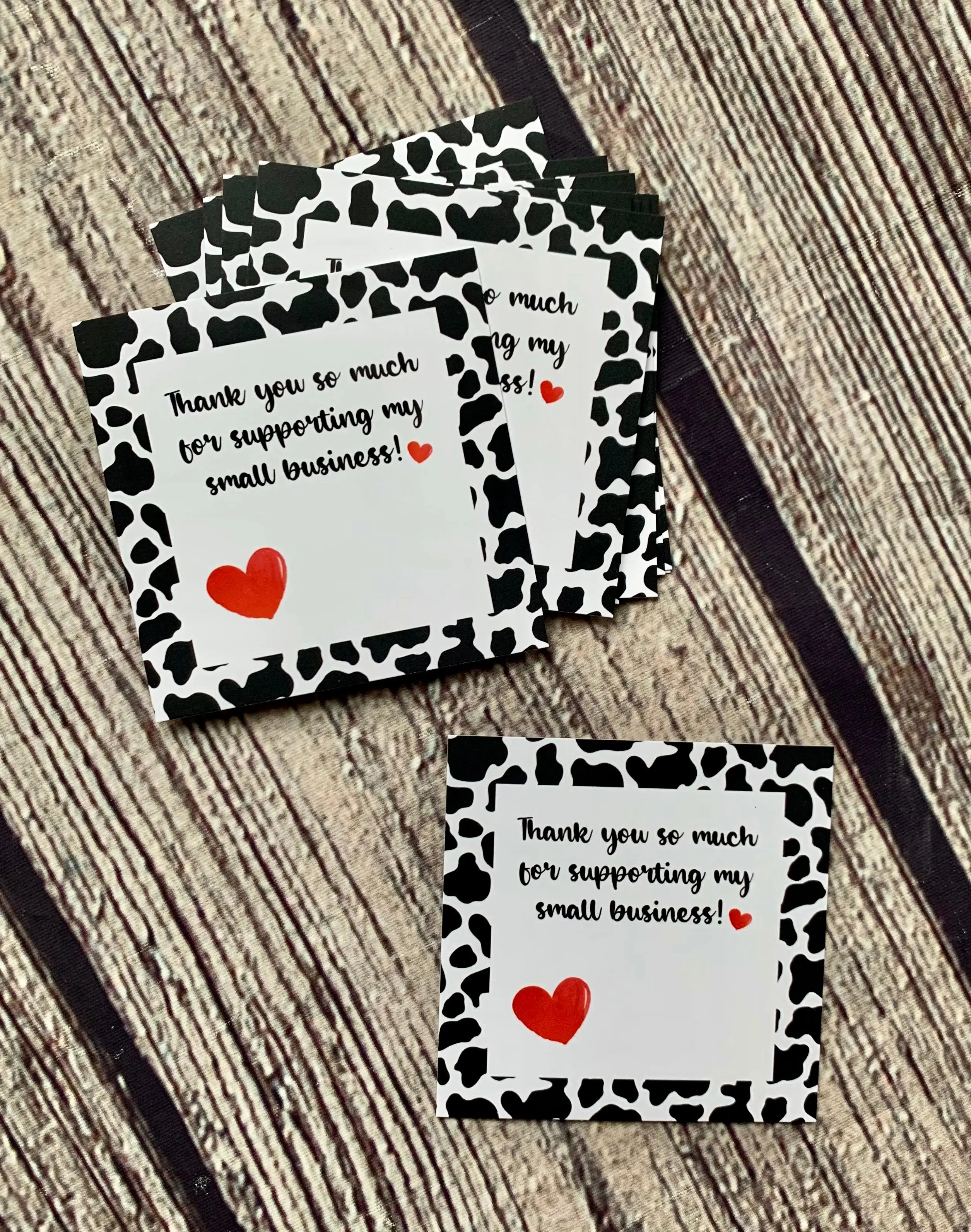 Cow print 3x3 thank you cards - set of 20 Cow print 3x3 thank you cards - set of 20