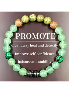 1Pc Green Bead Mixed Colored Bead Bracelet, Chic Design, Suitable For Mother's Day, Graduation Season, Thanksgiving And Christmas Celebrations, Suitable For Daily Wear And Gift Giving.