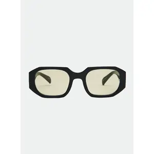 OTRA Vera Black Olive Geometric Frame Sunglasses with 1100% UV Protection & Protective Vegan Pouch