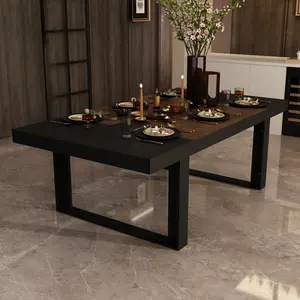 86.6" Modern Wooden Dining Table for 8-10 - Multi-Use Conference & Kitchen Table with Solid Wood Construction for Dining Rooms Design