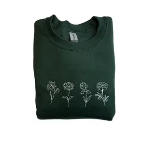 Flower Embroidered Crewneck