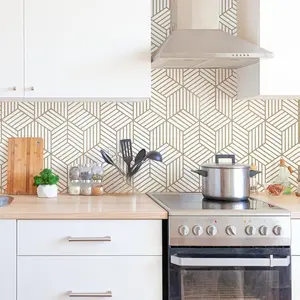 17.71" x 118" Gold Hexagon Peel and Stick Wallpaper Removable Self Adhesive Vinyl Film for Home Decor Living Room TV Backdrop Sofa Wall Cabinets Countertops Drawers