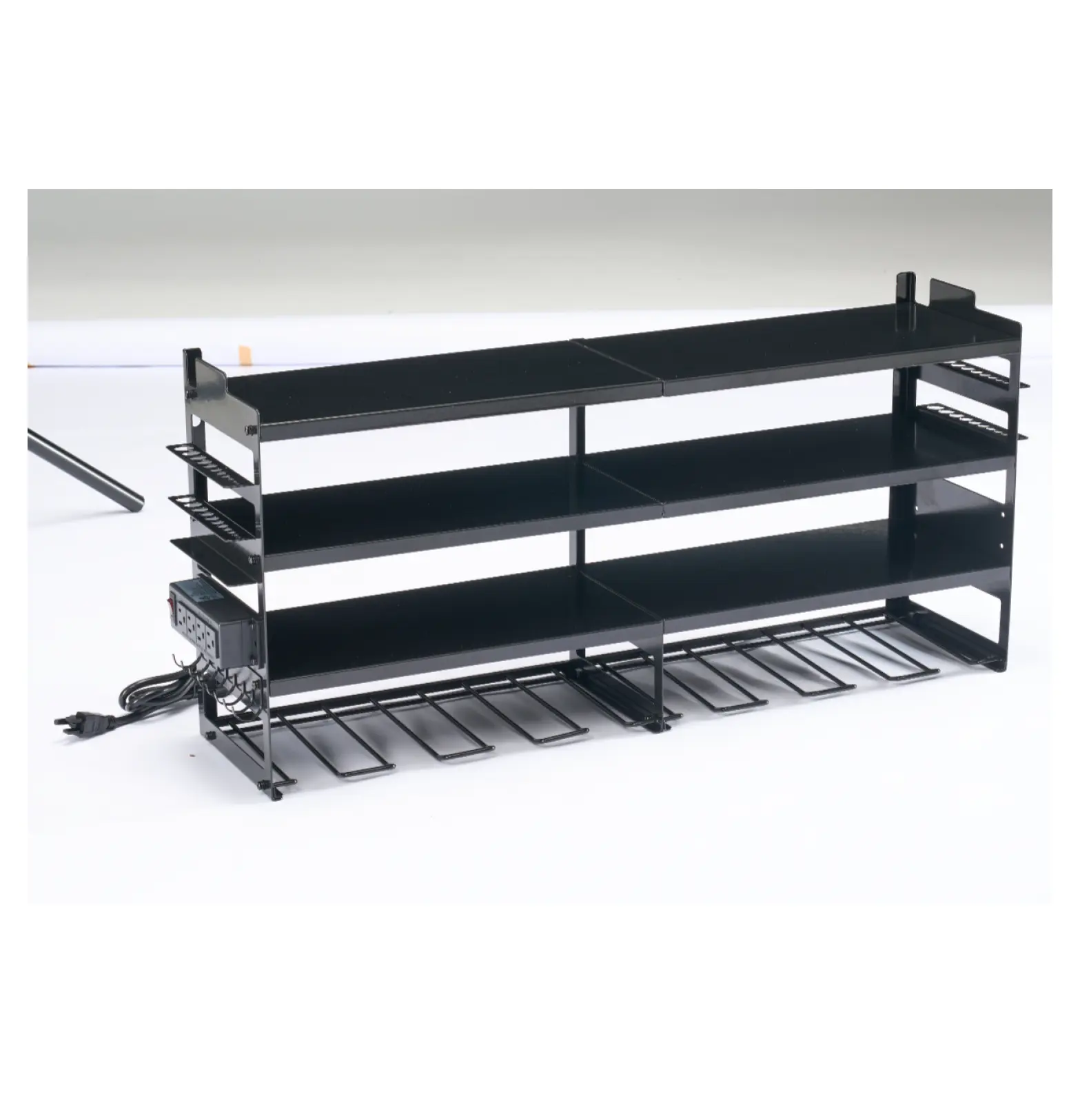 Electric Tool Organizer Wall Mount with Charging Station - 600lbs Heavy Duty Tool Rack - 4 Outlet Power Socket - Garage Workshop Storage for Drills & Tools