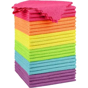 Microfiber Cleaning Cloth 24 Pack, Highly Absorbent Cleaning Supplies, Lint Free Cloths for Multiple-use, Powerful Clean Rags for House, Kitchen, Car Care (Multi-Color) 11.5 x11.5 inch