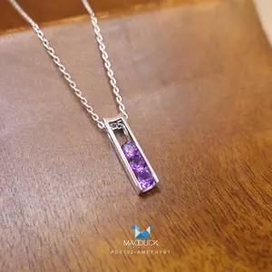 Amethyst / Natural Gemstones / Sterling Silver 925 Pendant / Rhodium plated / Nickel-Free / MadDuckJewels PD2102AM