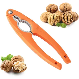 Stainless Steel Nut Crackers for All Nuts, Heavy Duty Nutcracker Tool for Walnut, Pecan, Chestnut, Crab, Lobster and More, Ergonomic Handle (Orange)