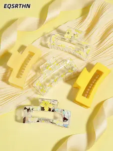 5Pcs Aesthetic Floral Hair Claw Clips for Women - Matte Pastel & French Vintage Style Large Hair Clamps - Nonslip Strong Hold Hair Accessories for Thick Thin Hair - Perfect Spring Summer Hair Inspo Gift! Flower Hair Clip Flat Claw Clips