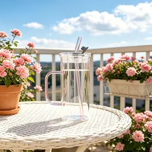 Heat-Resistant Glass Water Cup, Simple Style, High Borosilicate Material, Square Shape with Handle, Reusable Eco-Friendly, Perfect Gift, Drinkware