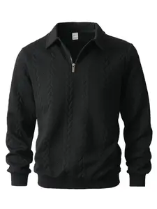 New men's autumn and winter semi-zipper lapel knitted jacquard sweatshirt, regular style long-sleeved knitted sweatshirt, can be layered. Suitable for autumn and winter outfits, a choice for men's daily wear
