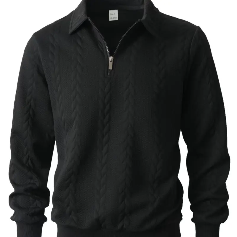 New men's autumn and winter semi-zipper lapel knitted jacquard sweatshirt, regular style Casual Fitted long-sleeved knitted sweatshirt, can be layered. Suitable for autumn and winter outfits, a choice for men's daily wear Knitwear Tops