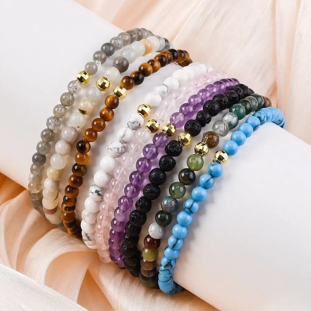 Natural Gemstone Stretch Bracelet Healing Quartz Howlite Tiger Amethyst T47