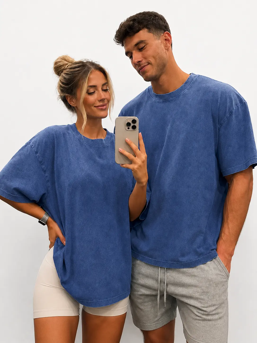 Oversized T-Shirt for Streetwear, Unisex Plain Baggy Heavyweight Washed Cotton with a Structured Drape, Basic, Shortsleeve, Fabric, Workout, Tops, Gym