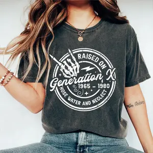 Gen X Raised On Hose Water And Neglect Shirt, Gen X Comfort Colors,Sarcastic Shirt,Vintage Inspired Shirt,Nostalgic Gift,Funny Women Shirt Cotton Fabric Tee Top Unisex Womenswear T-Shirt Underwear Fit Medium