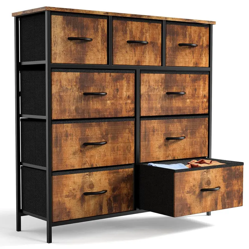 9-Drawer Dresser, Storage Unit Organizer Chest for Clothes, Tall Dresser & Chest of Drawers for Bedroom, Hallway, Living Room, Closet, & Dorm Furniture - Steel Frame, Wood Top,8-Drawer Dresser,7-Drawer Dresser,5-Drawer Dresser Cabinets Organization