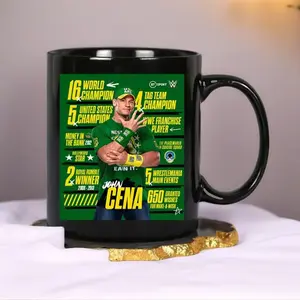 WWE John 1Cena All Titles The GOAT Is Spelt Cena Month Style Coffee Mug Ceramic Mug  Black White 11oz - 15oz Ceramic, Gift for WWE FAN