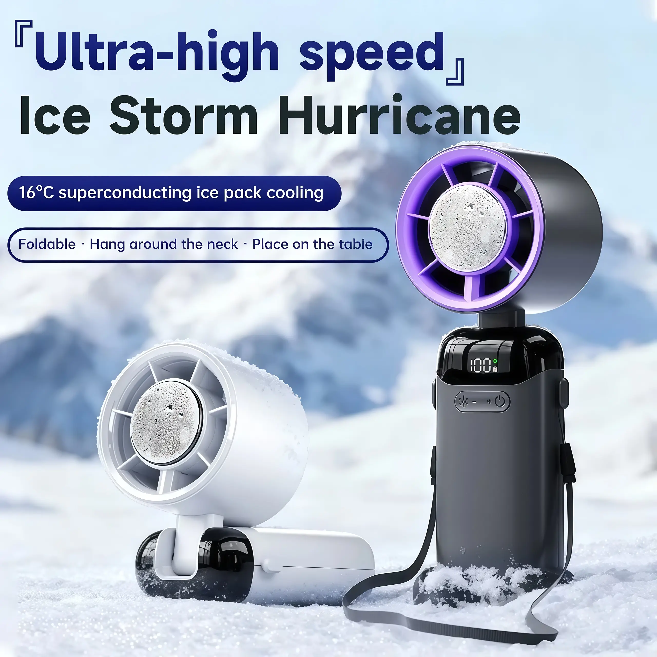 4-in-1 Portable Outdoor Rechargeable Multifunction Handheld Turbo Fan - Speed Adjustable Strong Airflow USB Fan, 200 Speed Settings, 21000 RPM, 12H Cooling, Digital Display, 120° Rotation, Ideal for Travel, Office Desk Use, Portable Outdoor Fan, Rechargea