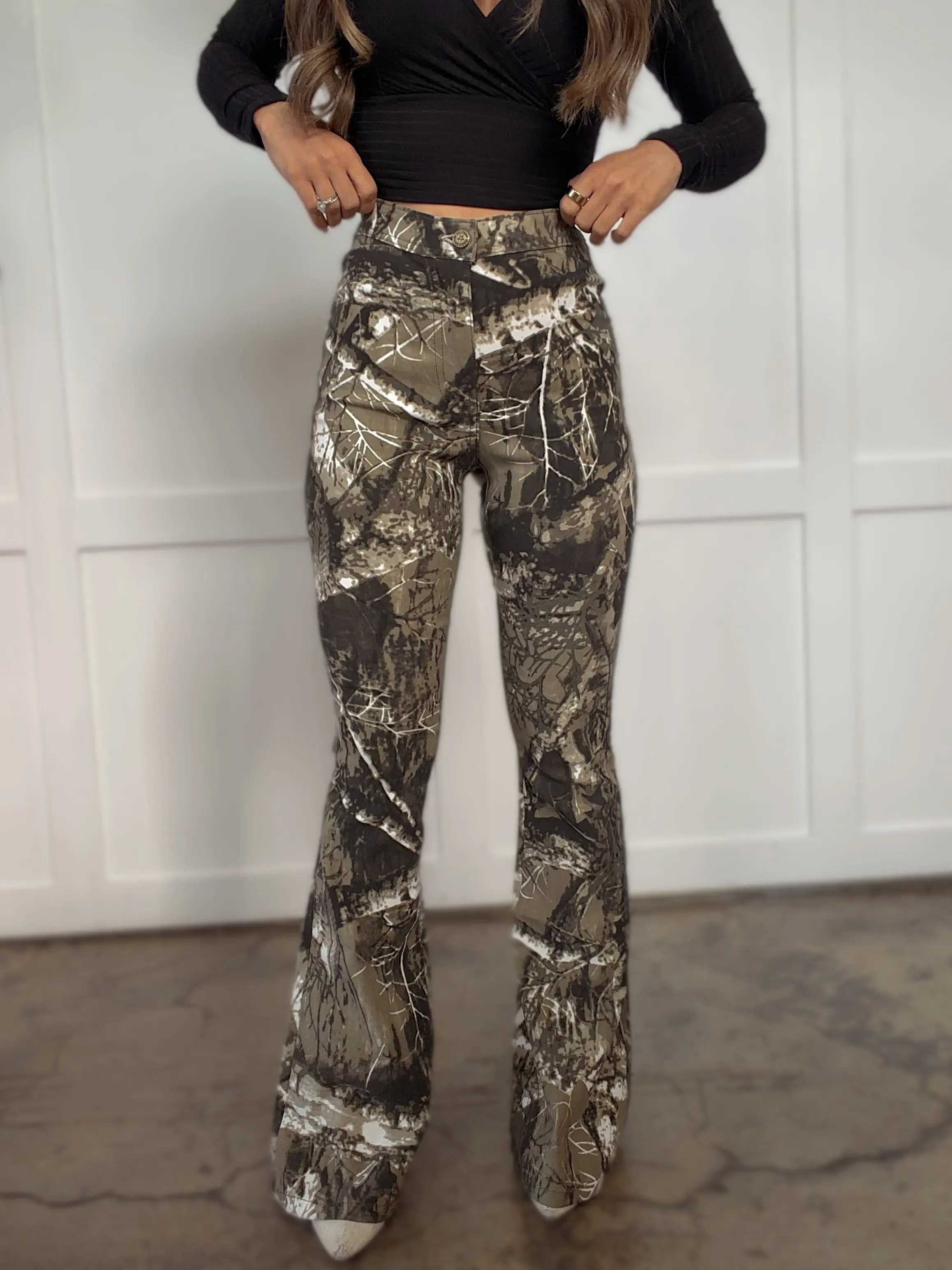 Moss Brown Camo Fiona Flares