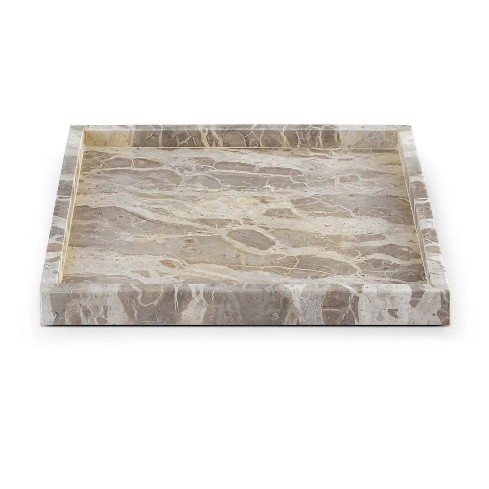 Barletta Beige Square Marble Tray, Stylish Kitchenware Tableware Accessory for Plates