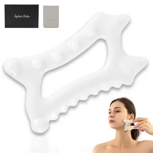 InfiniteRelax Ceramic Gua Sha Massage Tool, Advanced Face&Body Guasha Tools Skin Care for Women Men, Korean Gua Sha Facial Tools (Dual Row of Massage) Christmas Day Gift