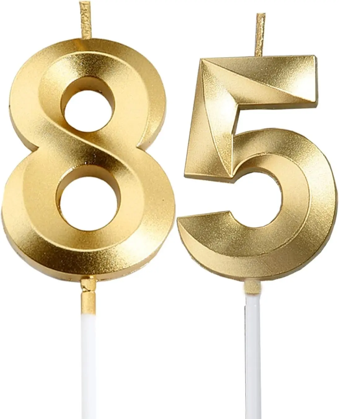 Gold 85th & 58th Birthday Candles,Gold Number 85 58 Cake Topper for Birthday Decorations Party Decoration