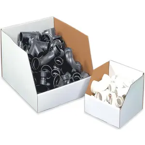 212 MAIN Jumbo Open Top Corrugated Bin Box Organiser - Oyster White, 10x18x10", High Sides, 25 Pieces, Motorcycle Storage Solution for Automotive & Motorcycle Accessories