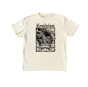 Feminism Dragon T Shirt - Vintage Graphic Tee - Dragon Castle Tshirt - Funny Activism Retro Shirt - Womenswear Top