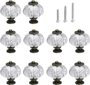 Pumpkin Knobs, Clear Cabinet knobs Set of 10  Decorative Handles Pulls for Doors, Closet, Drawers, Dresser, Cupboard, Kitchen Furniture or  Room