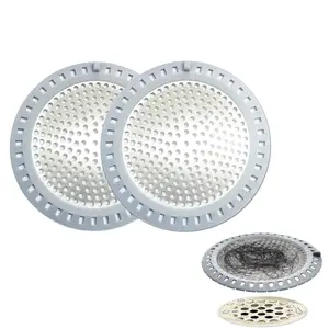 Shower Drain Filter Traps, 2 Counts Stainless Steel & Silicone Covers, Effective Debris Blocker for Bathtub & Bathroom Drainage
