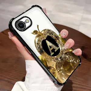 Suitable for [iPhone 16e] New high-end letter silicone mobile phone case New business simple electroplating four-corner anti-fall air cushion mobile phone case Affordable anti-fall and anti-fingerprint-995