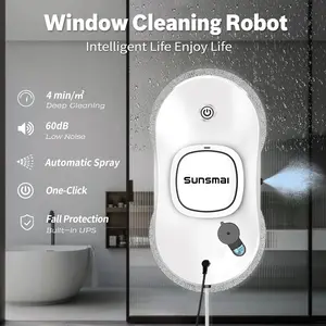 Sunsmai Window Cleaner Robot: Automatic Smart Cleaning Device with Edge Detection, Smart Path Planning, Water Spray & App Control for Home Windows