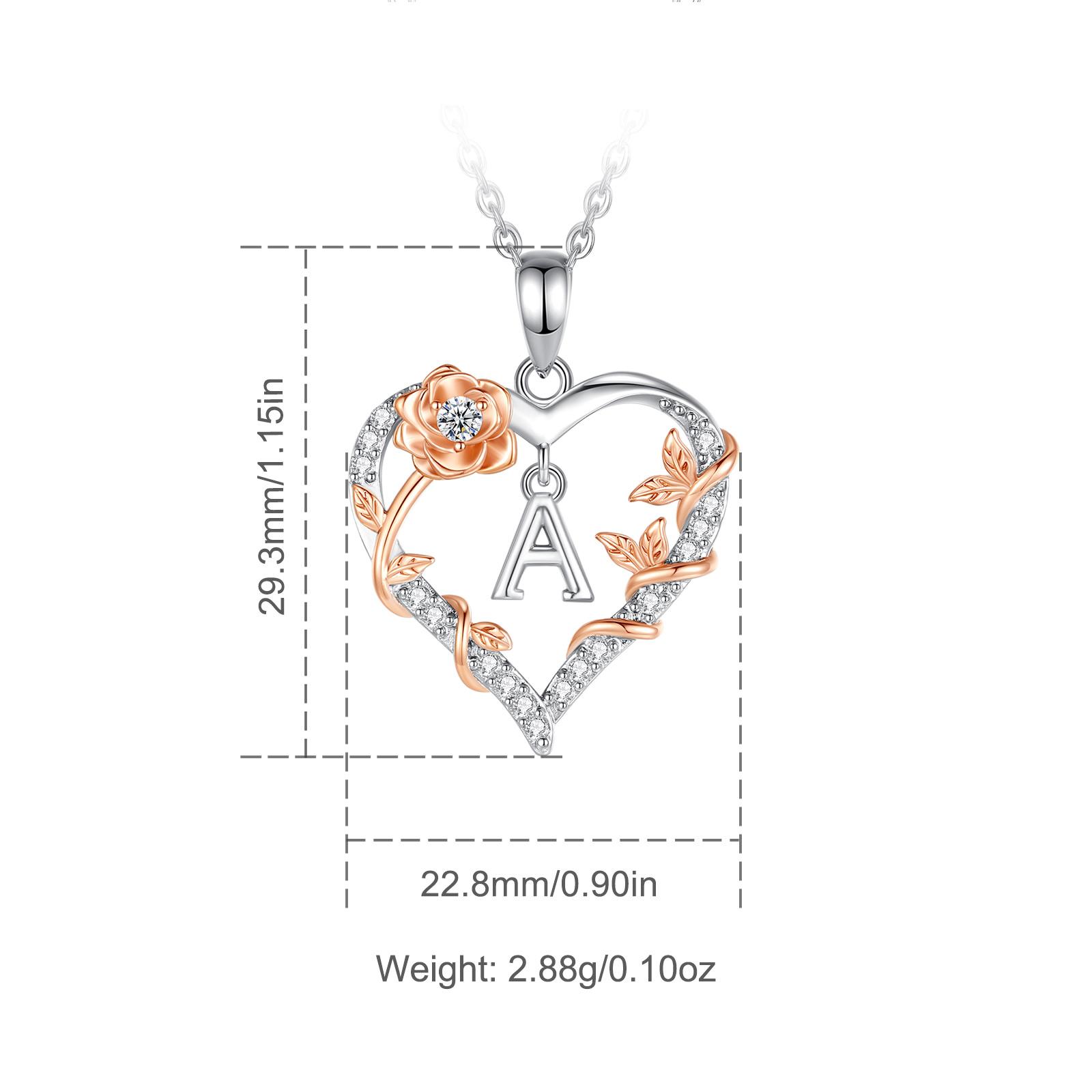 Eudora Flower Initial Heart Necklace,  Personalized Rose Gold Plated Letter Pendant, Perfect Valentine’s Day Gift for Her, Meaningful Alphabet Jewelry