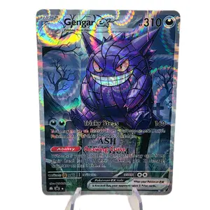 Gengar ex Stained Glass Pokémon Card Custom - RIP Ash Ketchum Gravestone Hypno Swirl Holo