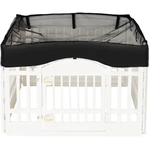 Dog Playpen Mesh Top Cover for 36" Inch Pet Playpen with 4 Panels, Dog Crate Cover Pet Tent Puppy Play Pen Cover, Ideal for Indoor/Outdoor Use. Note: Playpen Not Included (Pure Black)