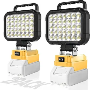 2 Pack 6000 Lumens 35 LED Work Light, Compatible with Dewalt 20v Max Battery, Cordless Job Site Floodlight, Dual USB-A Charging Ports