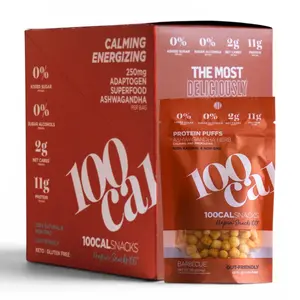 Pack of 5 Bags-100CalSnacks BBQ Protein Puffs, 100 Calories, 11g Protein Organic Kale, Gluten-Free, Keto-Friendly, Crunchy & Delicious