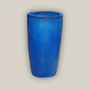 8464N8 - Blue Slim Round Ceramic Planter