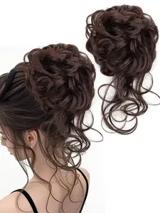 8inch hair bun: natural fluffy synthetic extensions, messy bun, elastic band hair tie. Synthetic wig pieces, Synthetic Hairpieces, trendy women's hair accessories, donut bun. Wig buns for festivals/daily wear, Halloween/Christmas gifts.