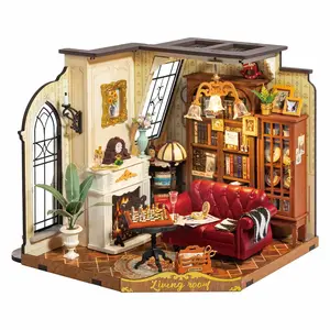 Rolife DIY Miniature House Kit, Mini Wooden Dollhouse Kit, Tiny House Diorama Building Kits-Birthday Xmas Craft Gift (Catherine's Living Room)