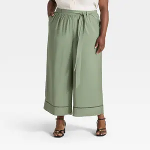 Women's High-Rise Wide Leg Cropped Palazzo Pants - Ava & Viv