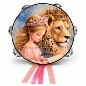 Personalized King's Princess for Kids Tambourine Synthetic Leather Non-Slip Grip Metal Cymbals Handheld Percussion Instrument for Pleasant Sounds