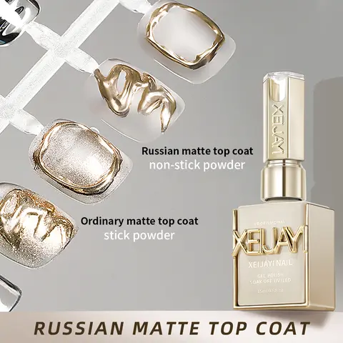 XEIJAYI 1PC 15ML 【TPO&HEMA Free】 Matte Top Coat Gel Nail Polish, Frosted Velvet Finish, No-Wipe Russian Frosted Seal, Smooth Matte Effect for Fine Floral Nail Art, DIY Manicure & Salon Use【LIVE1】