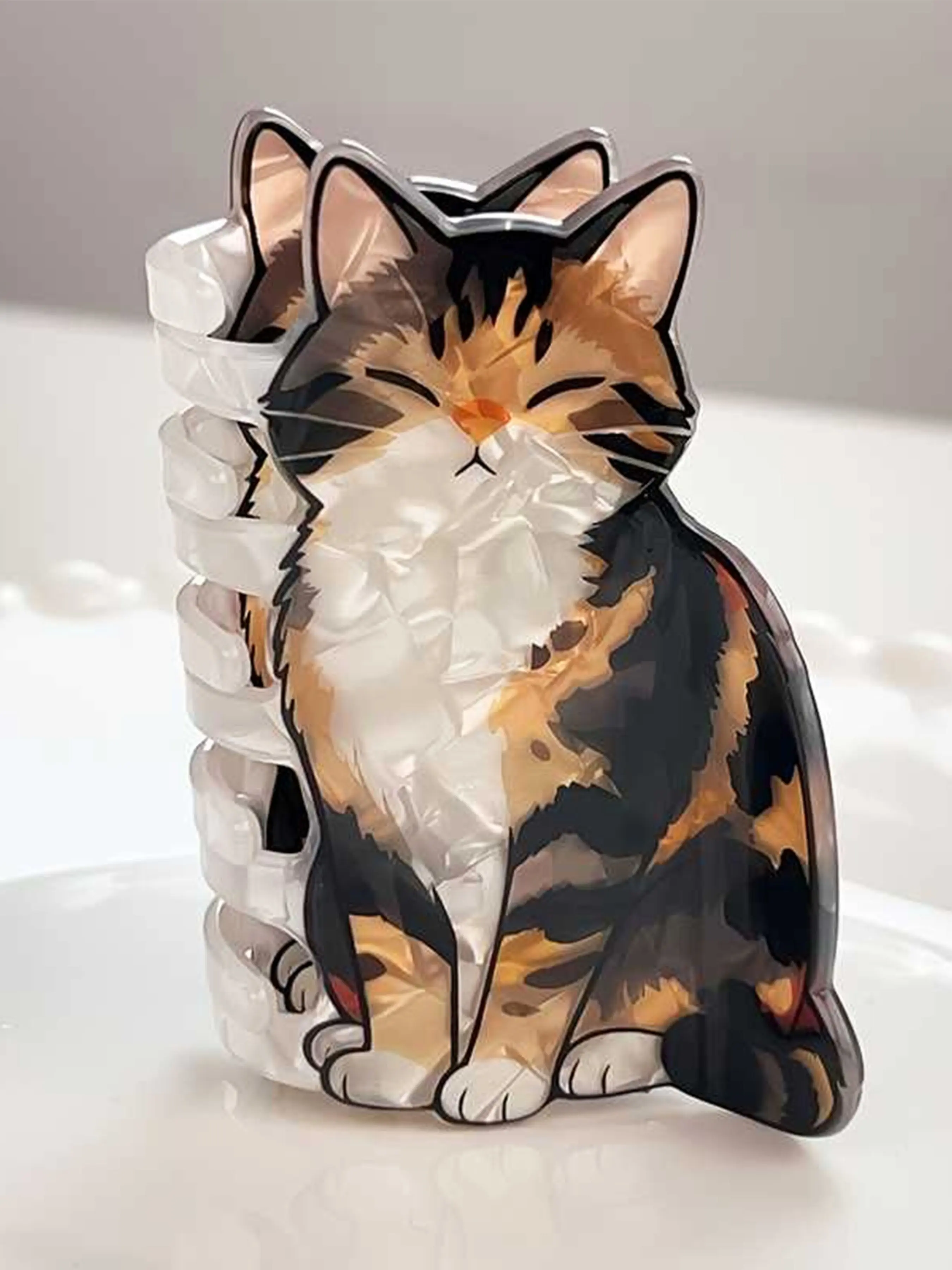 1pc Cute Cat Hair Clip, Acrylic Print Claw Clip, Super Cute Clips, Versatile Daily and Festival Accessory, Perfect for Cat Lovers, Stylish Pet Lover Gift Idea