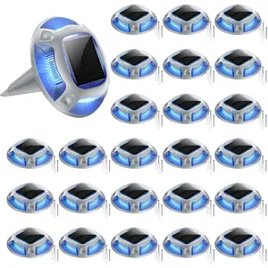 Solar Driveway Lights 24 Pack, 2 Colors in 1 Outdoor Solar Deck Dock Marine  LED Driveway Marker  Lights for Outside Pathway,Boat Dock,Step,Walkway,Path,Garden