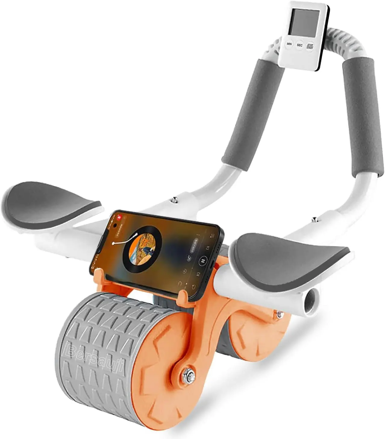 Upgraded Automatic Rebound Ab Roller Wheel - Ab Workout Equipment with Elbow Support, Timer, Knee Mat for Adult Core Strength Training Fitness