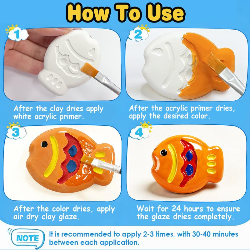 2 x 100ML Air Dry Clay Glaze, High Gloss Varnish, Protective Sealant to Prevent Cracking & Scratching While Providing a Gloss Glaze Effect - for Ceramics, Wood, Acrylic Painting and Crafts (Gloss) valentine's gift