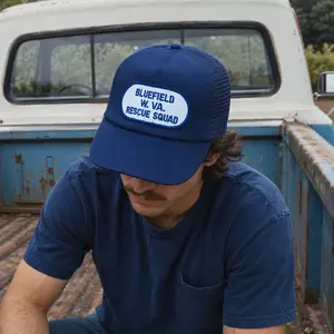Vintage Bluefield W VA Rescue Squad Patched Snapback Trucker Cap