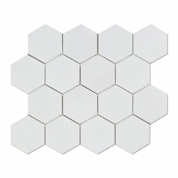 Thassos White Hexagon 3" Polished/Honed Marble Mosaic Tile