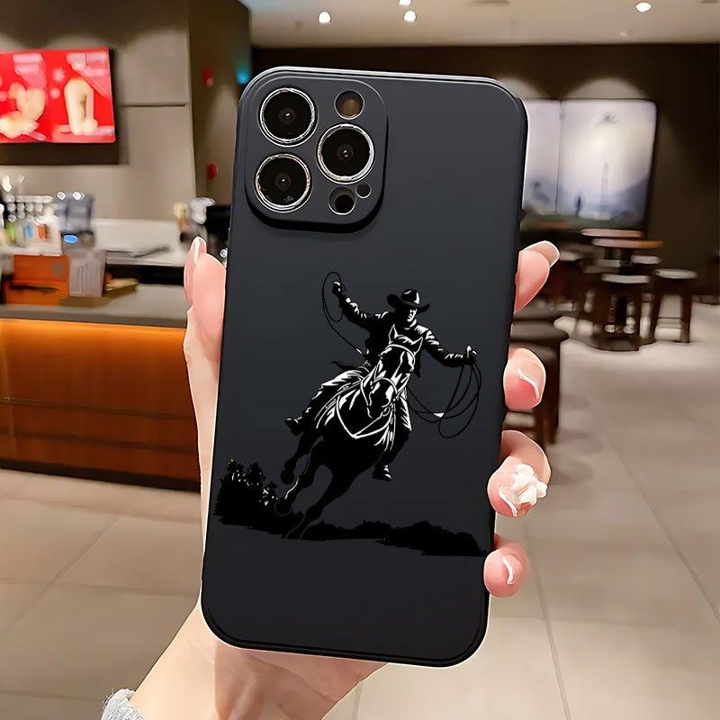 Cowboy silhouette on horseback UV printing soft phone case 360 degree full protection phone cover for iPhone 11 12 13 14 16 pro max 15 XR X/Xs 7 8 plus se mini