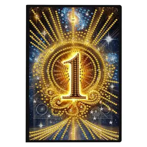 1pc Irregular Diamond Painting Notebook Set, Shining Number 1 Pattern, 5D Special Shape Sparkling Art Drawing Book, DIY Adult Craft Kit